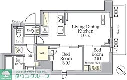 JR京浜東北・根岸線 大森駅 徒歩5分の賃貸マンション 11階2LDKの間取り