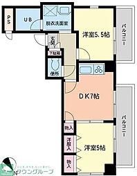 JR山手線 目黒駅 徒歩9分の賃貸マンション 5階ワンルームの間取り