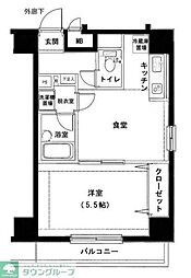 JR京浜東北・根岸線 大森駅 徒歩14分の賃貸マンション 2階1DKの間取り