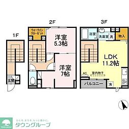 東急東横線 田園調布駅 徒歩17分の賃貸アパート 2階2LDKの間取り