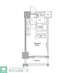 都営三田線 目黒駅 徒歩8分の賃貸マンション 8階ワンルームの間取り