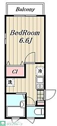 フェリース小峰C棟 1Kの間取図画像