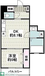 プラティーヌ碑文谷 1DKの間取図画像