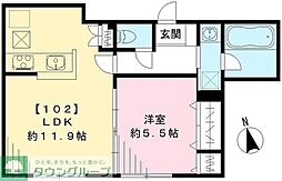 モーディッシュツゥ 1LDKの間取図画像