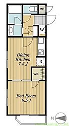 エースコート学芸大学 1DKの間取図画像
