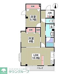 FLAT奥沢 2DKの間取図画像