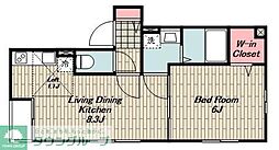 深沢パークフラット 1LDKの間取図画像