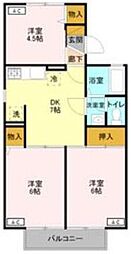 東武東上線 川越市駅 徒歩14分の賃貸アパート 1階3DKの間取り