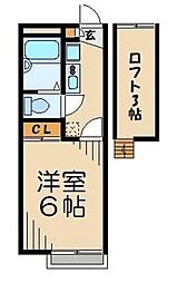 東武東上線 霞ヶ関駅 徒歩7分の賃貸アパート 1階1Kの間取り