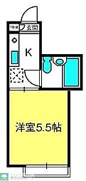 東武東上線 鶴瀬駅 徒歩7分の賃貸アパート 2階1Kの間取り