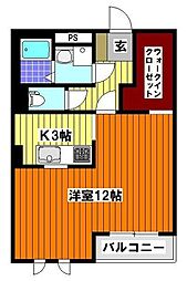 JR八高線 毛呂駅 徒歩3分の賃貸アパート 1階ワンルームの間取り