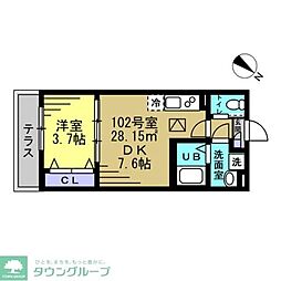 東武東上線 上福岡駅 徒歩11分の賃貸アパート 1階1DKの間取り