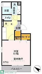 西武池袋線 武蔵藤沢駅 徒歩10分の賃貸アパート 1階1Kの間取り