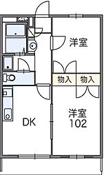 東武東上線 東松山駅 徒歩23分の賃貸マンション 1階2DKの間取り