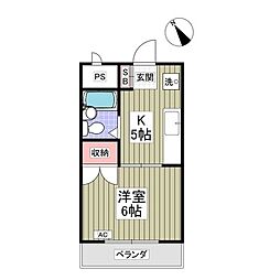 東武東上線 北坂戸駅 徒歩6分の賃貸マンション 3階1Kの間取り