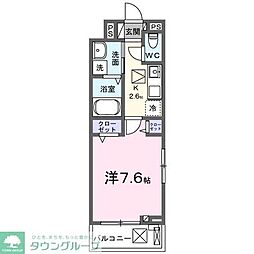 東武東上線 若葉駅 徒歩4分の賃貸アパート 1階1Kの間取り