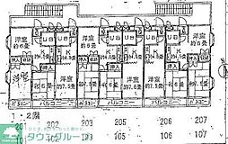 東武東上線 坂戸駅 徒歩15分の賃貸マンション 3階2Kの間取り