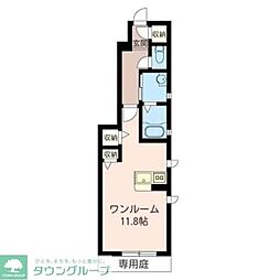 東武越生線 東毛呂駅 徒歩8分の賃貸アパート 1階ワンルームの間取り