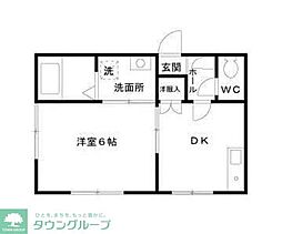 東武東上線 鶴瀬駅 徒歩10分の賃貸アパート 2階1DKの間取り
