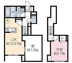 西武新宿線 狭山市駅 徒歩3分の賃貸アパート 1階1LDKの間取り