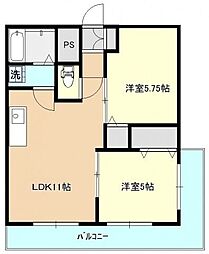 西武新宿線 南大塚駅 徒歩4分の賃貸マンション 3階2LDKの間取り