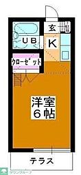 東武東上線 北坂戸駅 徒歩15分の賃貸アパート 2階1Kの間取り