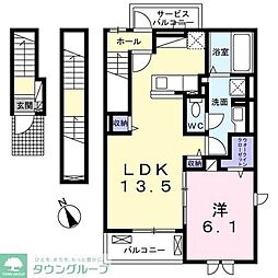 西武新宿線 狭山市駅 徒歩8分の賃貸アパート 3階1LDKの間取り