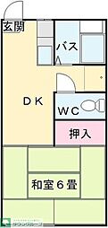 清水ハイツC 1DKの間取図画像