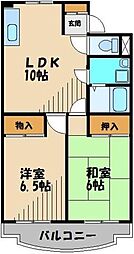 西武新宿線 狭山市駅 徒歩16分の賃貸マンション 3階2LDKの間取り