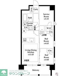東武東上線 上福岡駅 徒歩2分の賃貸マンション 4階2SLDKの間取り