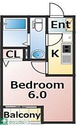 東武東上線 鶴ヶ島駅 徒歩7分の賃貸アパート 1階1Kの間取り