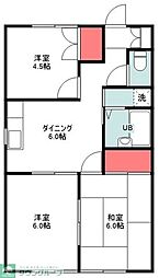 東武東上線 北坂戸駅 徒歩18分の賃貸アパート 2階3DKの間取り