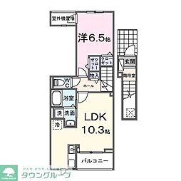東武東上線 坂戸駅 徒歩7分の賃貸アパート 2階1LDKの間取り