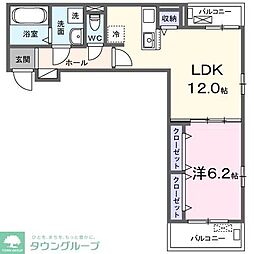 JR八高線 東飯能駅 徒歩13分の賃貸アパート 3階1LDKの間取り