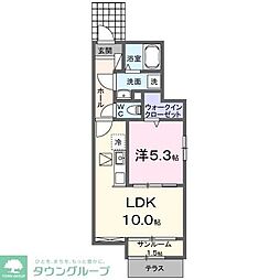 東武東上線 高坂駅 徒歩7分の賃貸アパート 1階1LDKの間取り
