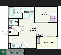 JR川越線 的場駅 徒歩10分の賃貸アパート 1階1LDKの間取り