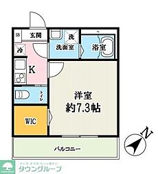 JR川越線 川越駅 徒歩14分の賃貸アパート 2階1Kの間取り