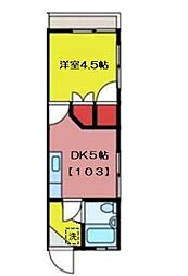 東武越生線 武州長瀬駅 徒歩5分の賃貸アパート 1階1DKの間取り