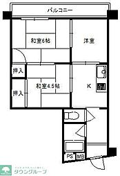 東武東上線 新河岸駅 徒歩8分の賃貸マンション 2階3Kの間取り