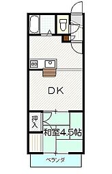東武東上線 東松山駅 徒歩17分の賃貸アパート 2階1DKの間取り
