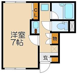 東武東上線 ふじみ野駅 徒歩10分の賃貸アパート 1階1Kの間取り