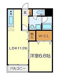 西武新宿線 本川越駅 徒歩18分の賃貸マンション 1階1LDKの間取り