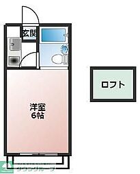 東武越生線 川角駅 徒歩20分の賃貸アパート 2階ワンルームの間取り