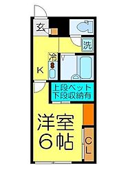レオパレスフォレスト浅羽野 1Kの間取図画像