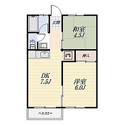 コーポサンライズ 2DKの間取図画像