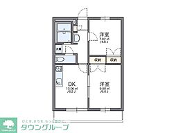 レオパレス嵐山 2DKの間取図画像
