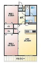 リリーヴィレッジWEST 2LDKの間取図画像
