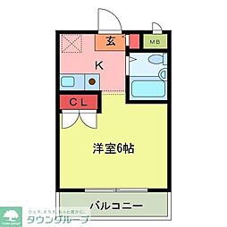 シティホームズ若葉 1Kの間取図画像