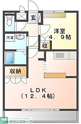 パルムドール 1LDKの間取図画像