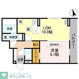 川越市新宿町1丁目アパート 1LDKの間取図画像